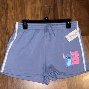 Stitch Blue Athletic Shorts with Cartoon Design